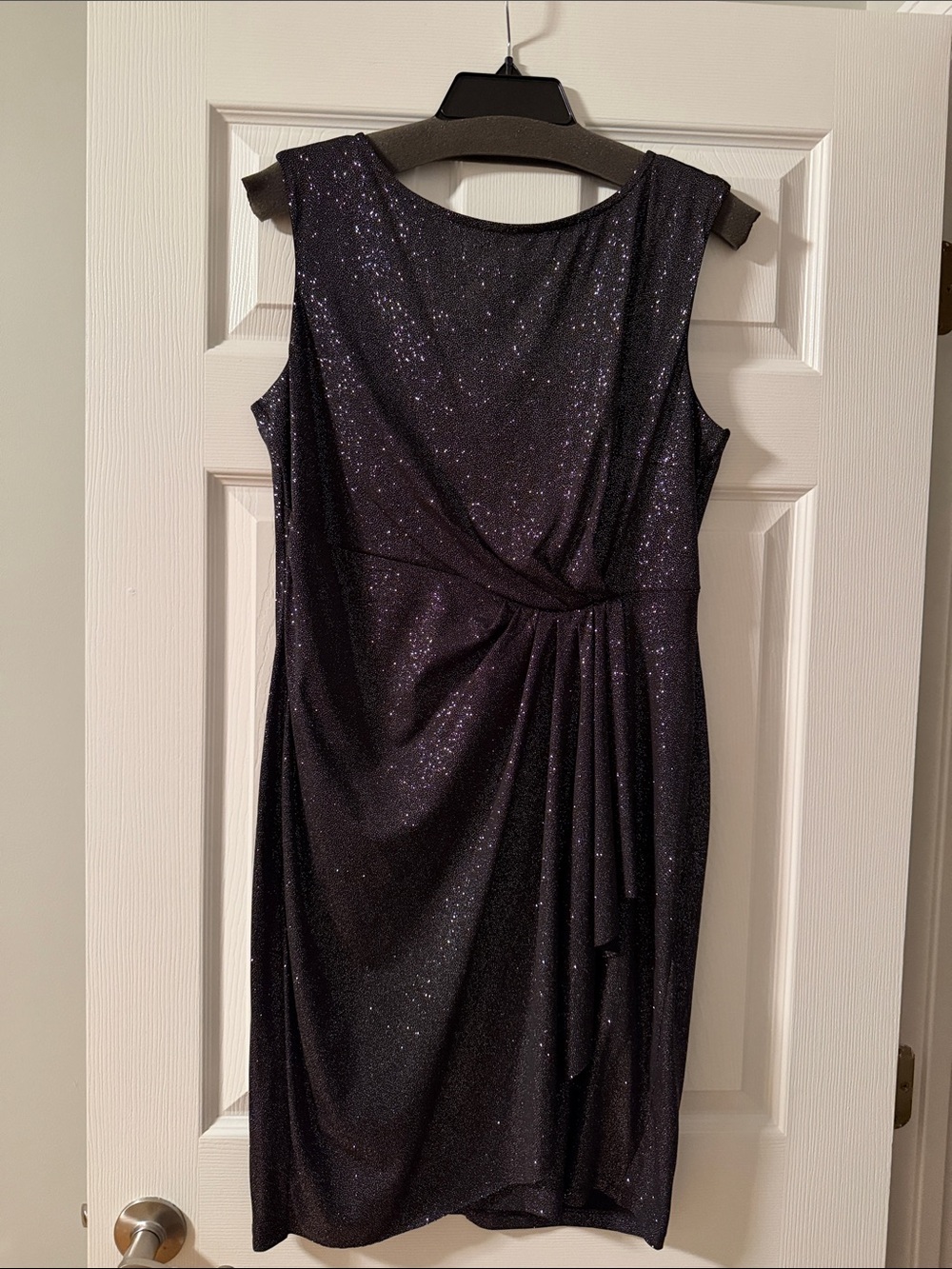 Sleeveless Sparkle Twist-Front Sheath Dress - Black size 14P
